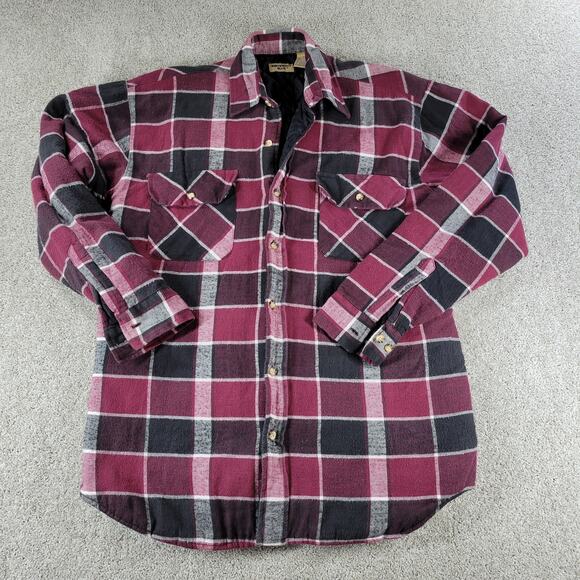 Vintage Northwest Blue Mens Jacket M Red Black Plaid Quilt Lined Flannel Shacket - Picture 11 of 16